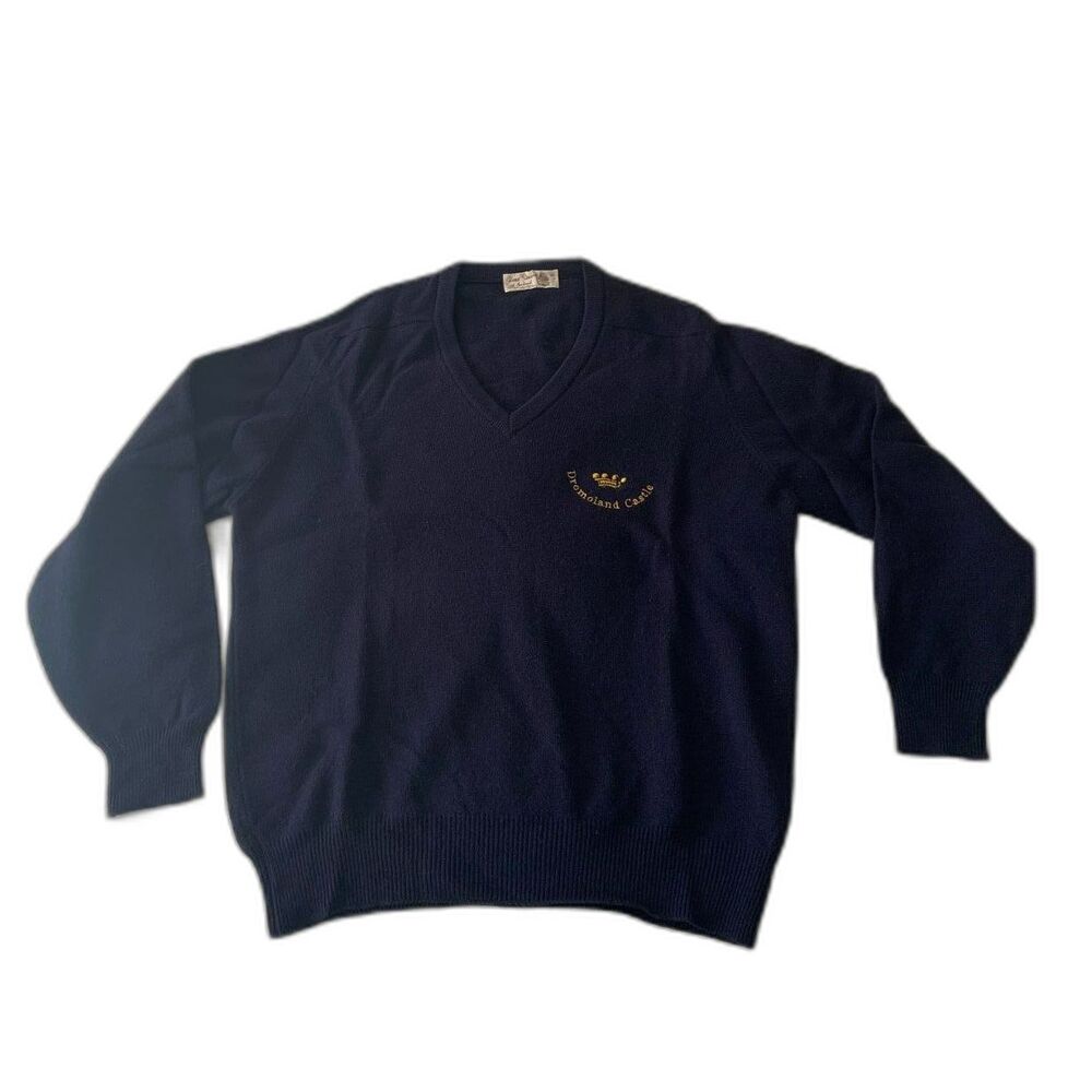 Vintage Dromoland Castle of Ireland 100% Wool Sweater Navy EU Size 42/52